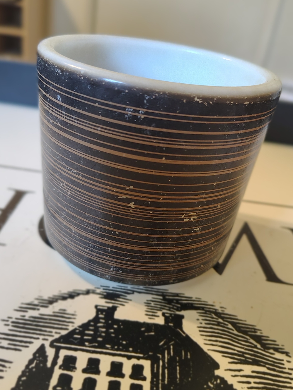 Vintage 1965 Pyrex Terra Milk Glass Shaving Mug Handleless Tumbler USA